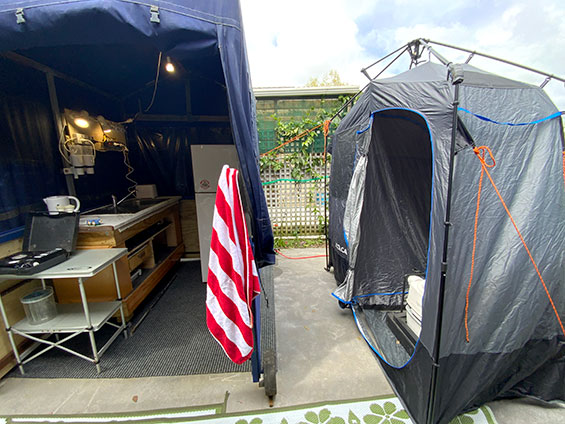 Tent kitchen and toilet